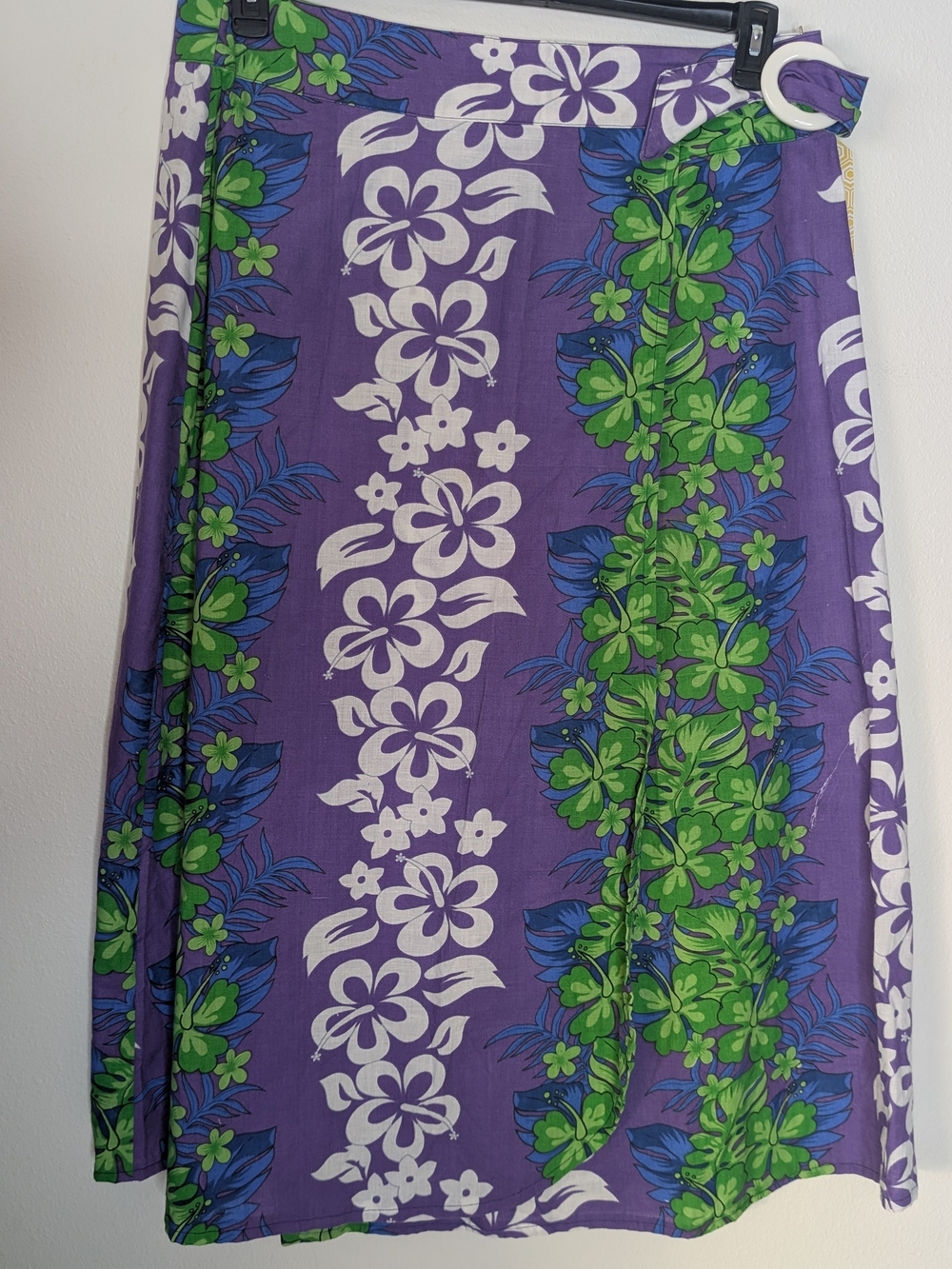 Vintage Purple Floral Swim Sarong with Green Accents